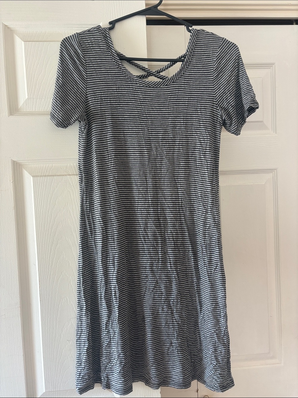 Olivia Rae Black & Gray Striped Tee Dress